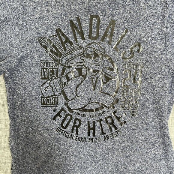 ECKO Shirt Mens Medium Vandals For Hire Skate Skater Tee Heather Blue Y2K - Picture 2 of 9